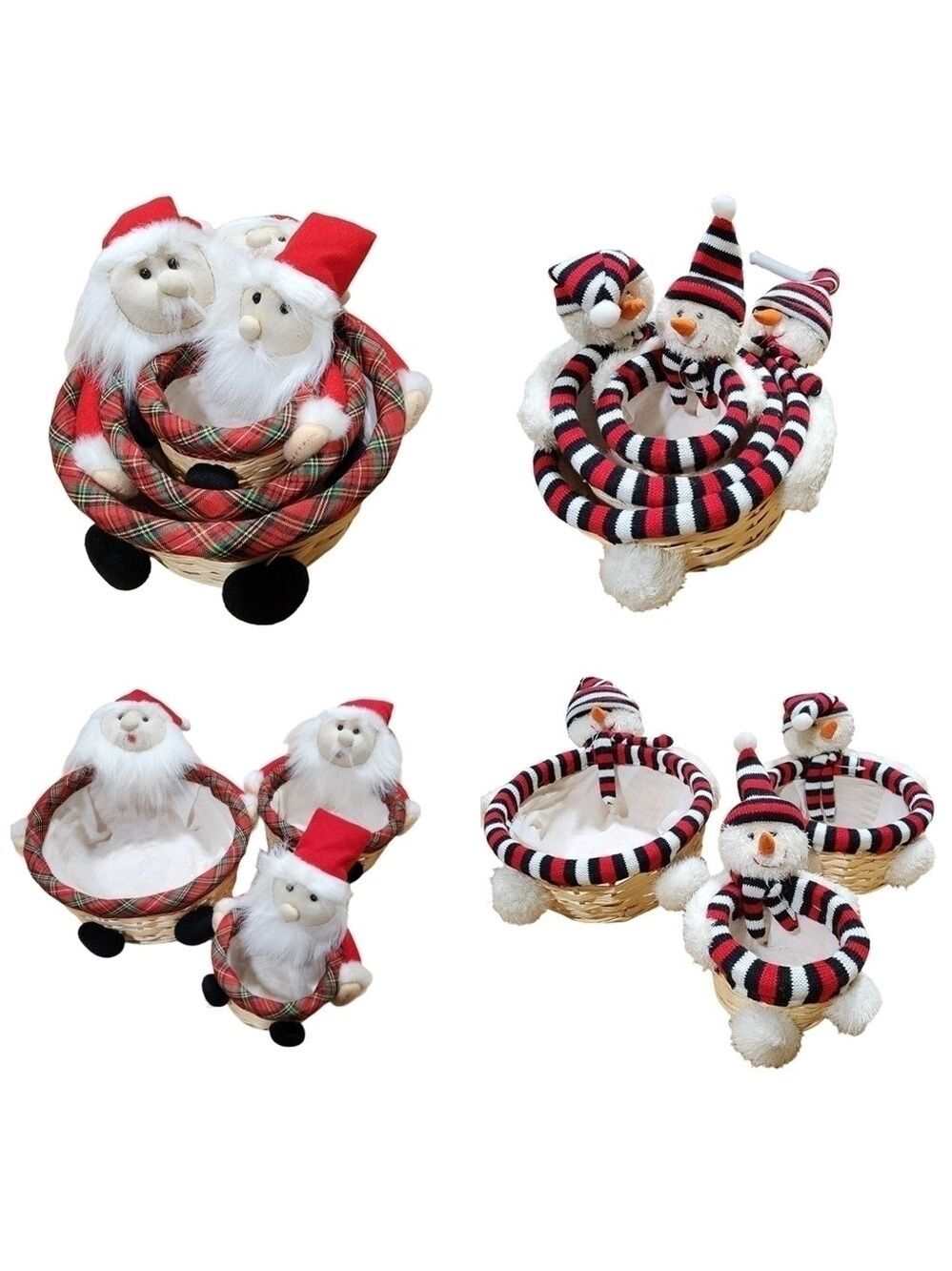 2 sets Nesting baskets Santa & Frosty Snowman Holiday Christmas party home decor